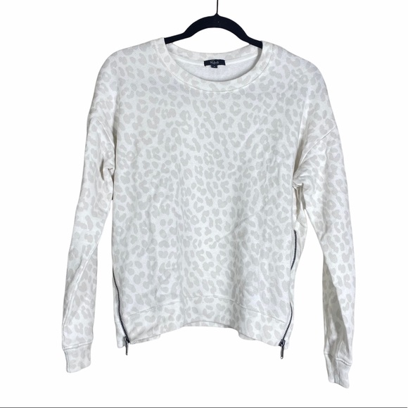 RAILS Marlo Zip Sweatshirt In Grey Jaguar Design Side Zipper Detail sz Small - Picture 1 of 8